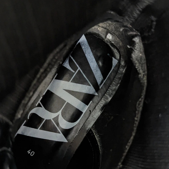 ZARA sz. 40/9 Flat Sock Ankle Boots Zipper Front Booties Combat Chunky Platform - Picture 14 of 15